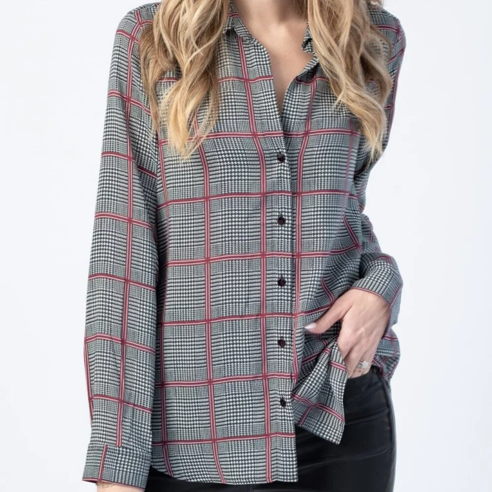 L'AGENCE Nina Long Sleeve Blouse in Autumn Pfeiffer Plaid - Picture 5 of 5